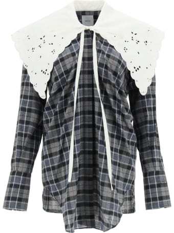 Patou Tartan Shirt With Embroidered Poplin Collar