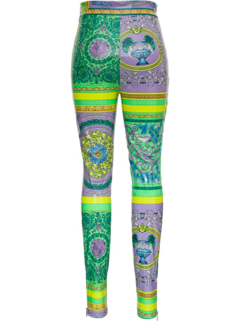 Versace Leggings With Barocco Patchwork Print