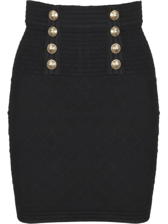 Balmain High Waist 6 Btn Diamond Knit Skirt