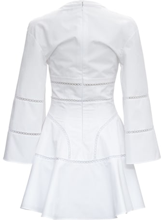 Giovanni Bedin White Cotton Dress With Perforated Inlays