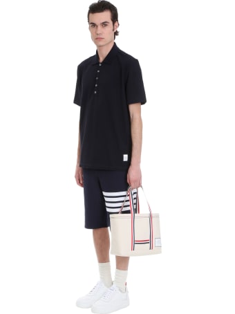 Thom Browne Polo In Blue Cotton