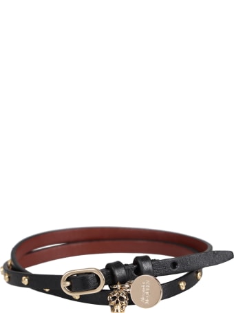 Alexander McQueen Leather Bracelet With Medallion And Skull