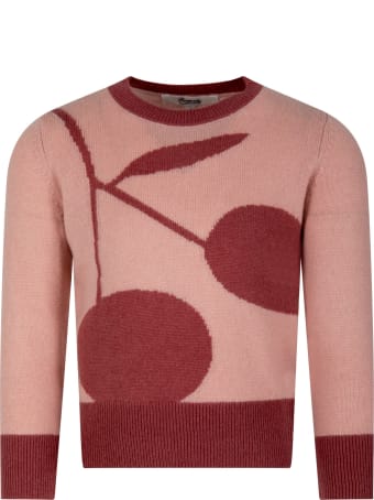 Bonpoint Pink Sweater For Girl With Cherry