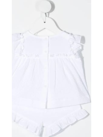 Il Gufo Newborn Two-piece Suit In White Cotton With Application