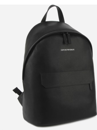 Emporio Armani Backpack In Regenerated Leather With Saffiano Print