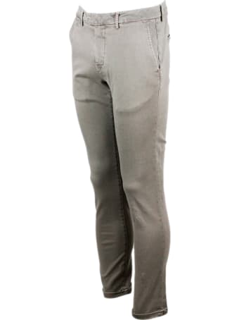 Sartoria Tramarossa Luis Slim Trousers In Stretch Cotton Gabardine With America Pockets With Sartorial Stitching