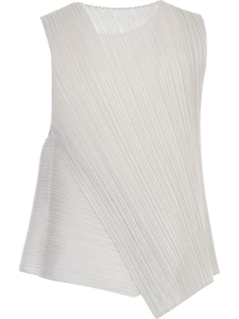 Pleats Please Issey Miyake Sleeveless Top W/ Diagonal Pleats