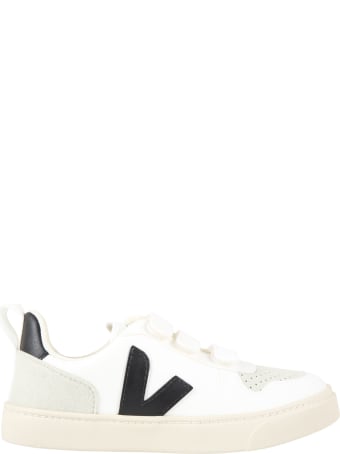 Veja White Sneakers For Kids With Black Logo