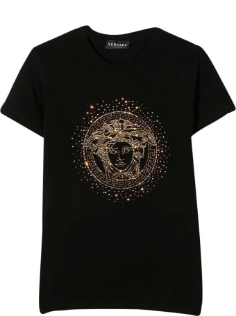 Young Versace Black T-shirt With Golden Print