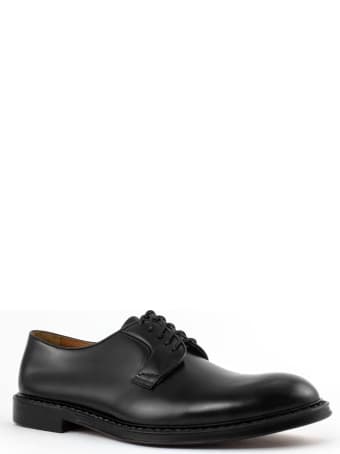 Doucal's Black Semi-glossy Leather Derby Shoes