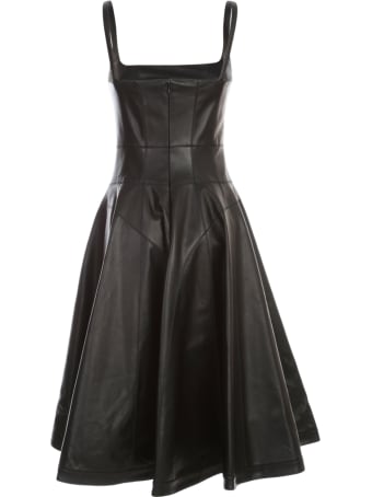 Giovanni Bedin Leather Sleeveless Godet Mini Dress