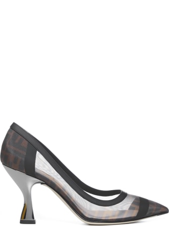 Fendi Colibri Ff Mesh And Leather Pumps