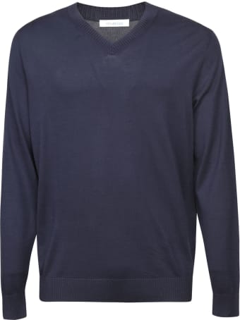 Malo Plain Ribbed V-neck Sweatshirt