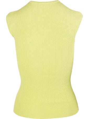 Balmain Lime Green Knitted Top With Golden Buttons