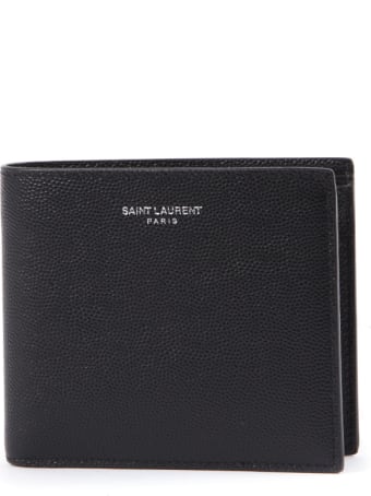 Saint Laurent East/west Black Texture Leather Wallet