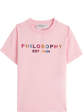 Philosophy di Lorenzo Serafini Kids Cotton T-shirt With Multicolor Logo