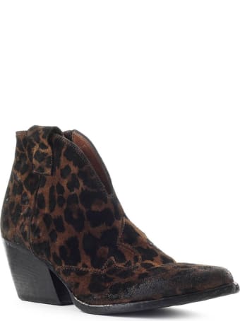 Elena Iachi Cheetah Print Suède Texan Ankle Boot