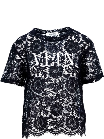 Valentino Logo Print Lace-layered T-shirt