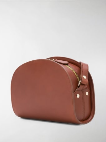 A.P.C. Demi Lune Crossbody Bag In Brown Leather