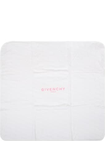 Givenchy White Blanket For Babygirl With Logo