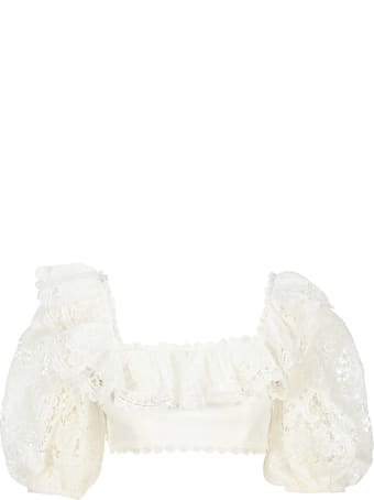 Zimmermann The Lulu Scallop Frill Top In Ivory