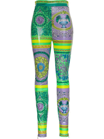 Versace Leggings With Barocco Patchwork Print
