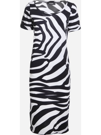 Dsquared2 Cotton Midi Dress With Zebra Print