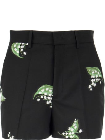 RED Valentino May Lily Motif Gabardine Jacquard Shorts