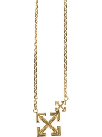 Off-White Necklace With Double Arrow Logo