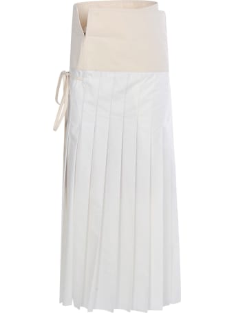 Moncler Genius Pleated Long Side Tie Detail Skirt