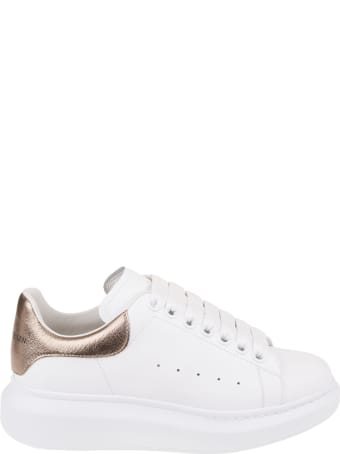 Alexander McQueen Woman White And Metallic Pink Oversize Sneakers
