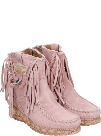 El Vaquero Cloe Ankel Boots Inside Wedge In Rose-pink Suede