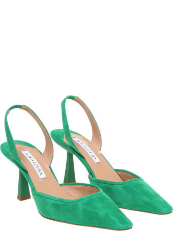 Aquazzura Maia Sling 75 In Green Suede
