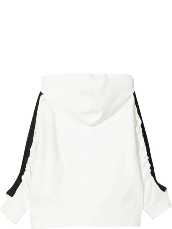 Moncler White Sweatshirt With Zip , Hood And Logo