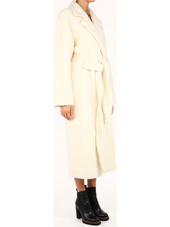 Ganni Boucle Wool Long Wrap Coat