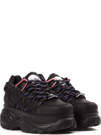 Buffalo Black Leather Contrasting Laces Sneaker