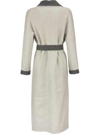 Loro Piana Kerrin Coat With Belt Silver Grey