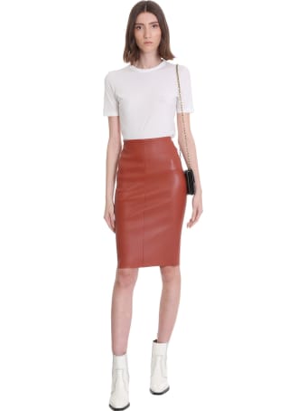 DROMe Skirt In Red Leather