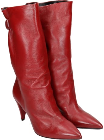 Strategia High Heels Ankle Boots In Red Leather
