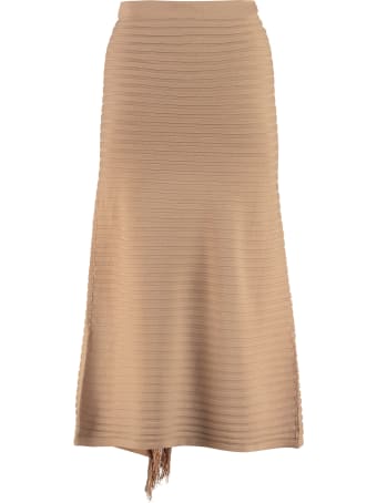 Pinko Pingpong Fringed Knit Skirt