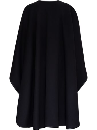 Saint Laurent Woll And Cashmere Blended Cape With Leather Trimming