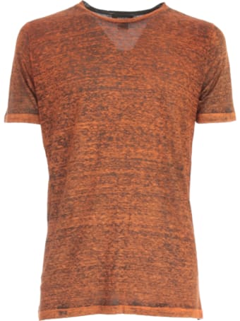Avant Toi Round Neck Linen T-shirt With Shadows