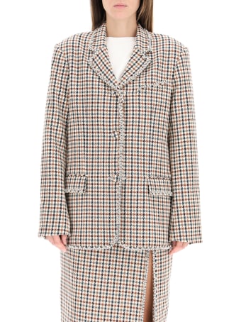 AREA Houndstooth Blazer With Crystals
