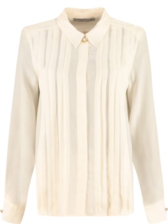 Alessandra Rich Silk Shirt With Pleated Details
