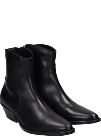Julie Dee Texan Ankle Boots In Black Leather