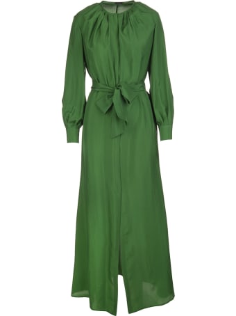Kiton Prato Green Silk Shirt Silk Maxi Dress