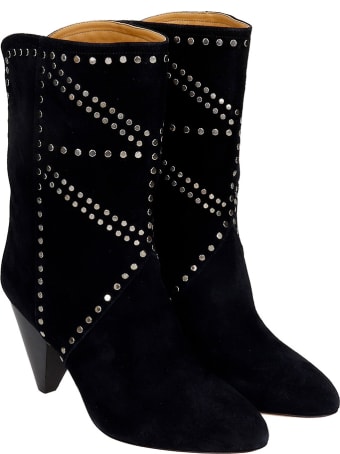 Isabel Marant Deezia High Heels Ankle Boots In Black Suede