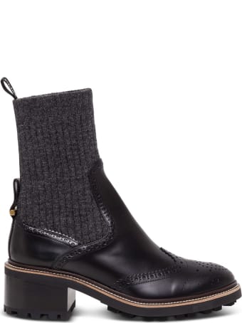 Chloé Franne Sock Effect Boots In Matte Leather
