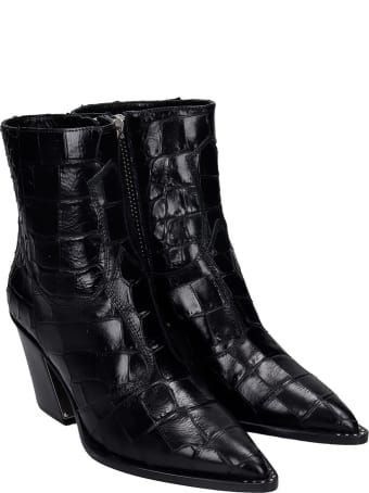 Kate Cate High Heels Ankle Boots In Black Leather