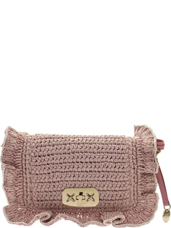RED Valentino Shoulder Bag In Raffia With Ruffles